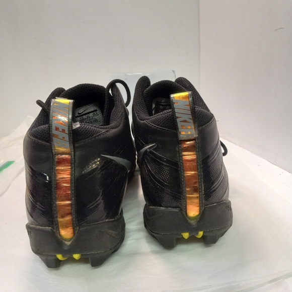 ! 💜 NIKE ALPHA Cleat Sneakers Leather Black & Iridescent Size 8.5 - Picture 4 of 7